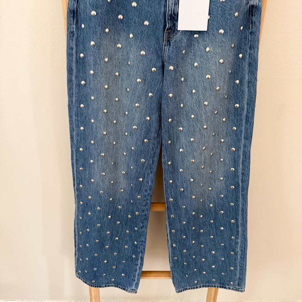 NWT Pistola Hendrix Charmed Jeans 27 Studded High Rise Baggy Wide Leg - Picture 5 of 12
